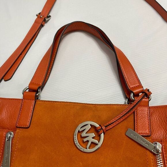 Michael Kors Orange Suede Leather Purse Handbag - Picture 12 of 16